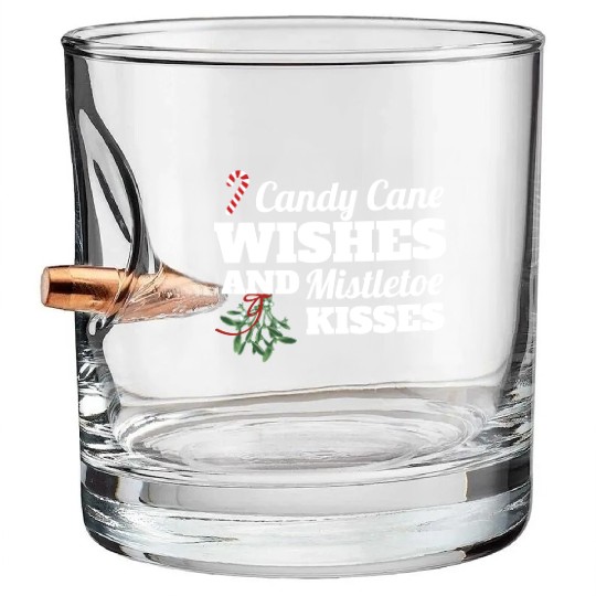 Candy Cane Wishes And Mistletoe Kisses Christmas Bullet Whiskey Glasses