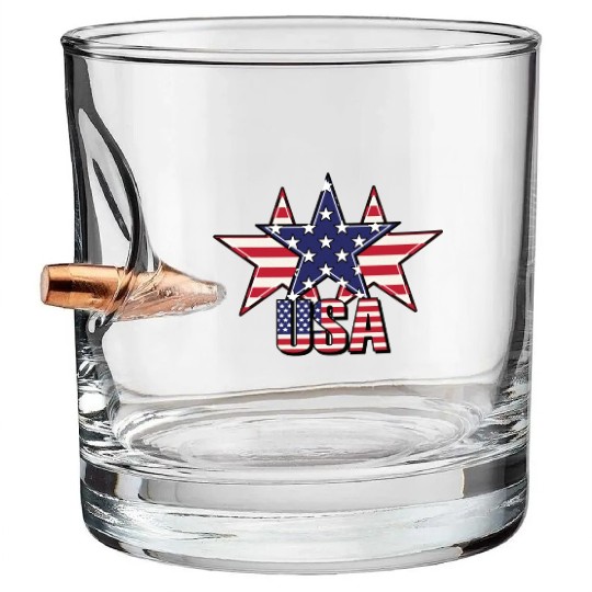 God bless America the land of the free Bullet Whiskey Glasses