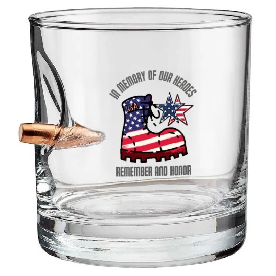 God bless America the land of the free Bullet Whiskey Glasses