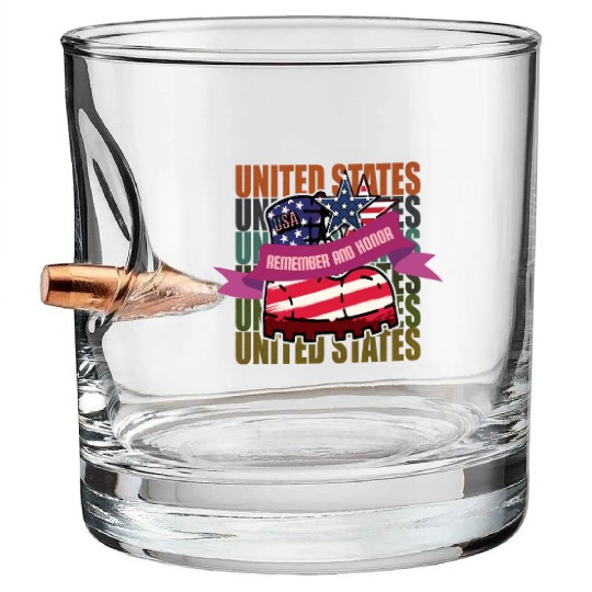God bless America the land of the free Bullet Whiskey Glasses