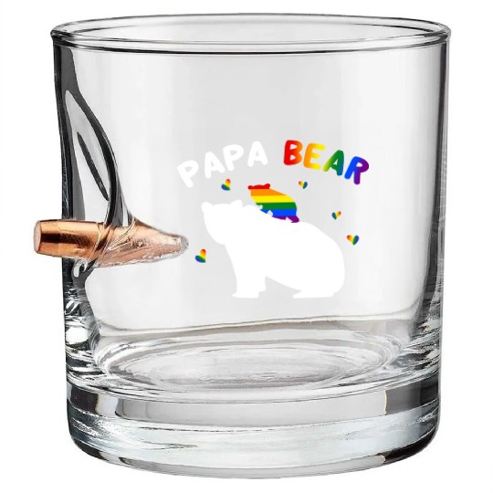 Rainbow LGBT Papa-Bear Gay Pride Equal Rights Bullet Whiskey Glasses