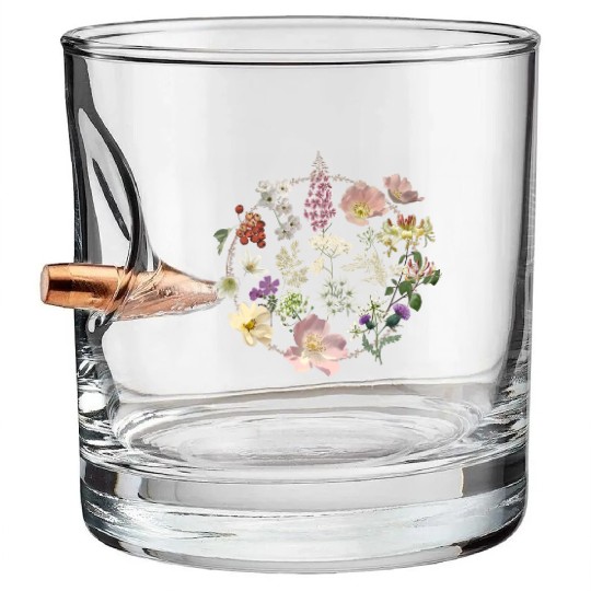 WILDFLOWER Bullet Whiskey Glasses, WOMEN'S BOHO WILD FLOWERS