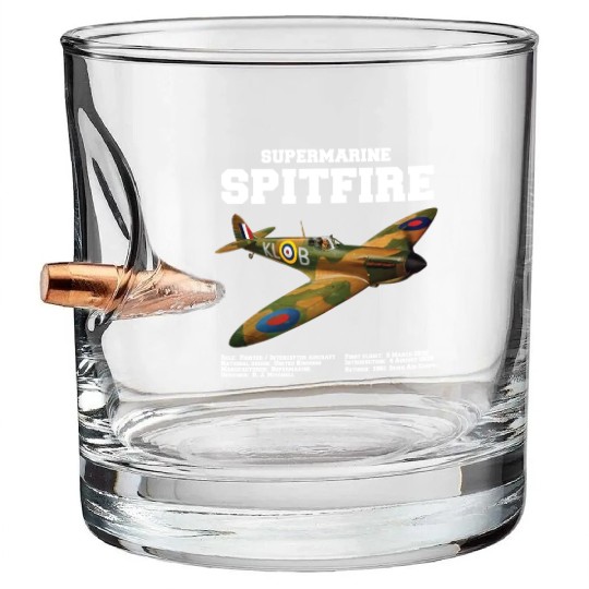 Supermarine Spitfire | WW2 Plane Bullet Whiskey Glasses
