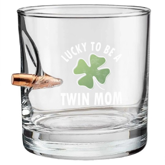 Lucky To Be A Twin Mom Saint Patric Day Bullet Whiskey Glasses