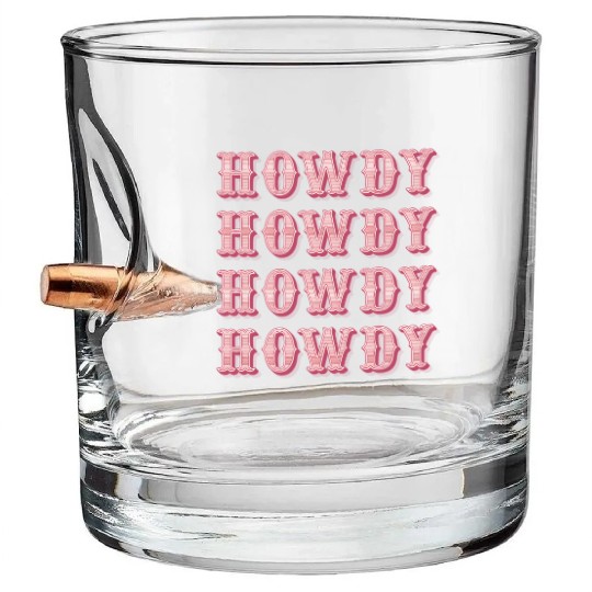 White Cowgirl Howdy Rodeo Western Country Southern Bullet Whiskey Glasses