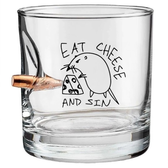 Eat Cheese And Sin Funny Cheese Lover Bullet Whiskey Glasses