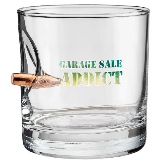Garage Sale Addict green yellow watercolor Bullet Whiskey Glasses