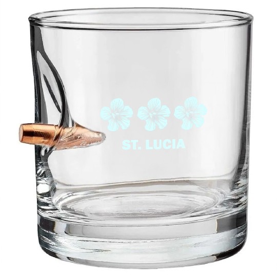 St Lucia Tropical Hibiscus Flower Bullet Whiskey Glasses