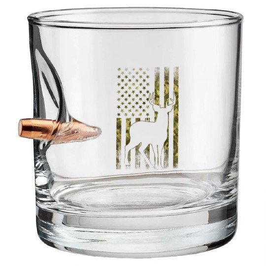 Mule Buck Deer Hunting American Camouflage Usa Fla Bullet Whiskey Glasses