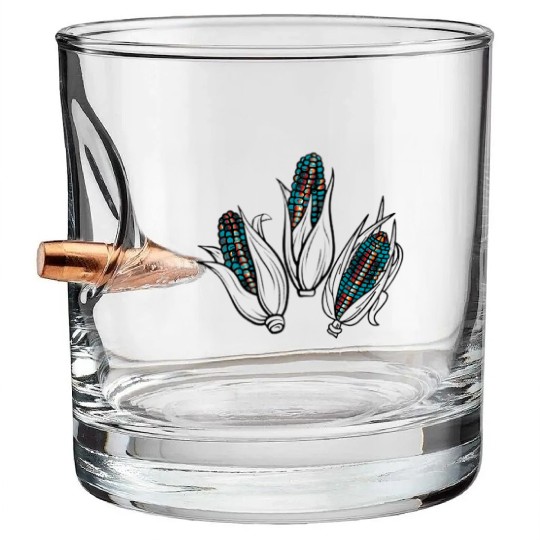 Native American Turquoise Corn Tribal Pattern Bullet Whiskey Glasses
