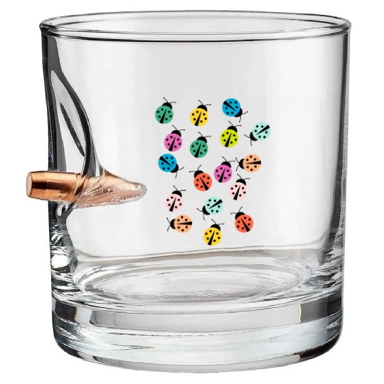 Cute and colorful ladybug Bullet Whiskey Glasses