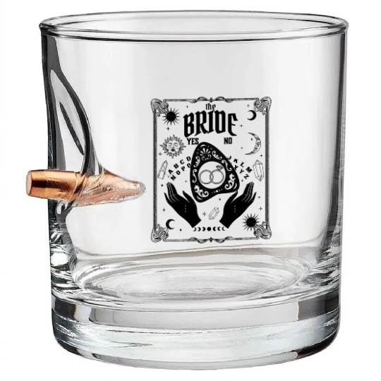 Witch Bride Gothic Halloween Tarot Bachelorette Bullet Whiskey Glasses