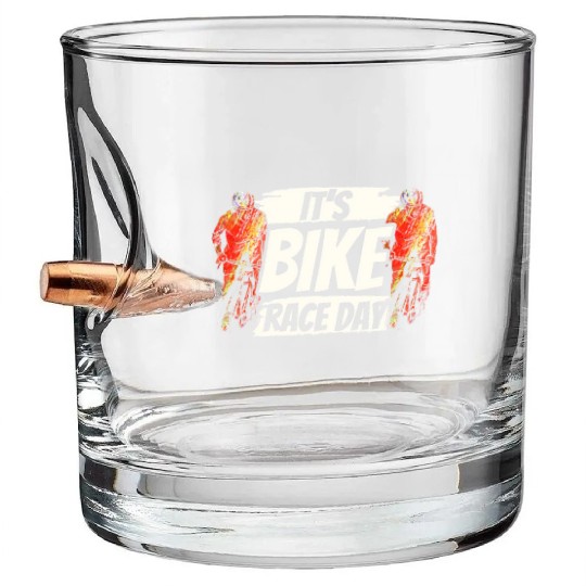 It's Bike Race Day Racer Racing Bicycle Cycling Bullet Whiskey Glasses