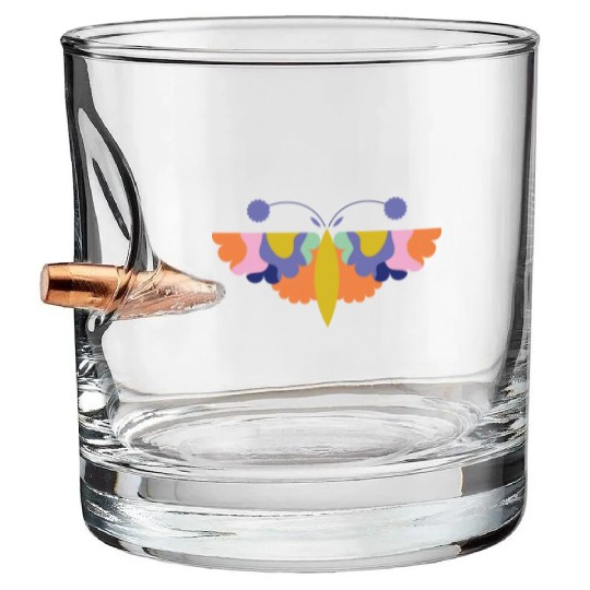 Colorful Happy Butterfly For Nature Lovers Bullet Whiskey Glasses