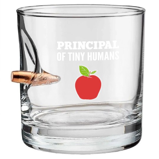 Principal Tiny Humans School Principal Gift Bullet Whiskey Glasses