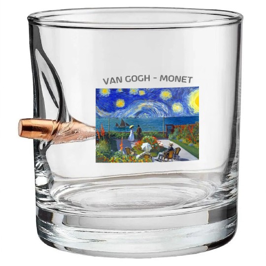 Starry Night Garden At Sainte Adresse Impressionis Bullet Whiskey Glasses