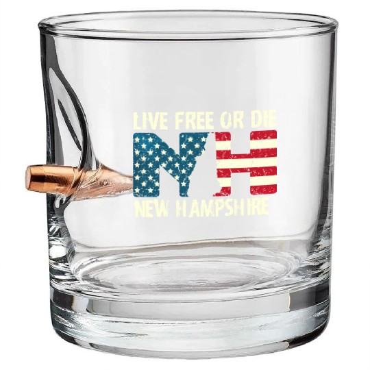 New Hampshire Patriotic Live Free Or Die Product Bullet Whiskey Glasses