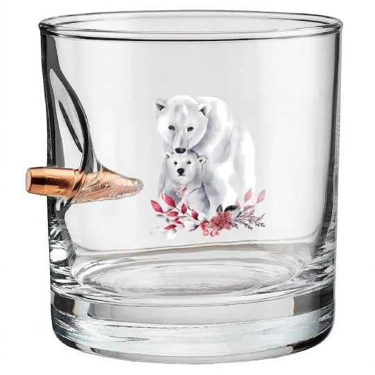 Mama Polar Bear And Baby Cub For And Bullet Whiskey Glasses