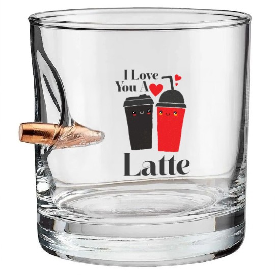 I Love You A Latte Couples Romance Bullet Whiskey Glasses
