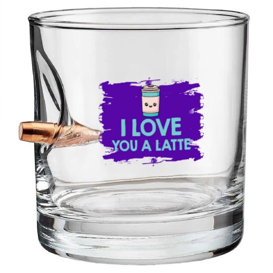 I Love You A Latte Couples Romance Bullet Whiskey Glasses