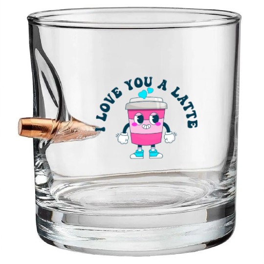 I Love You A Latte Couples Romance Bullet Whiskey Glasses