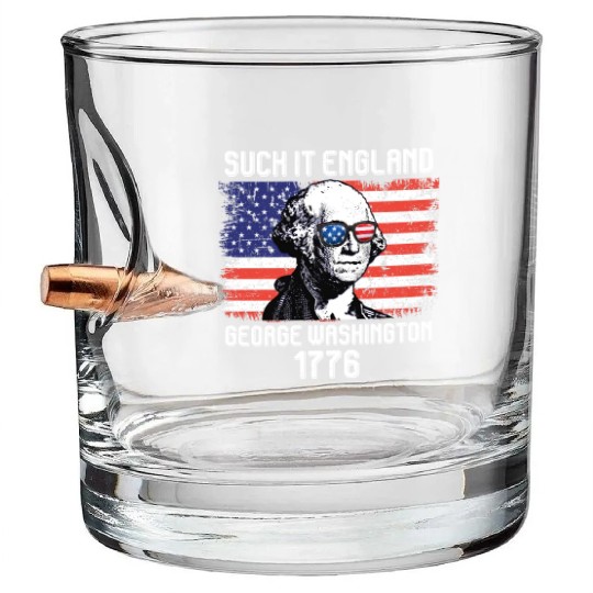 Suck it England George Washington 1776 USA Bullet Whiskey Glasses