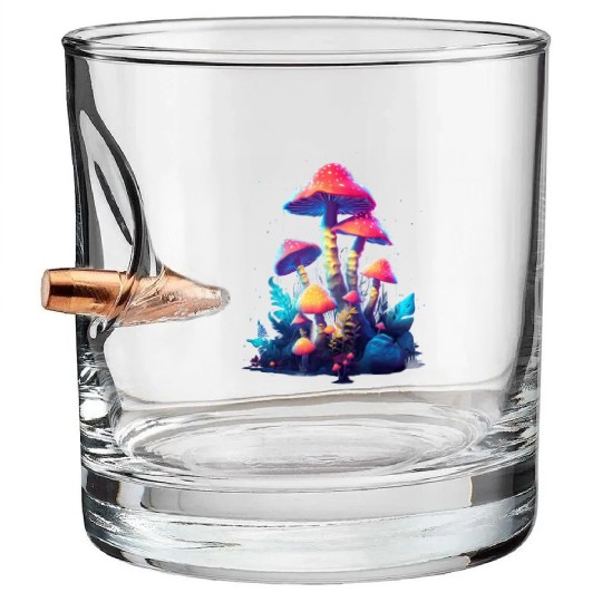 Trippy Neon Mushrooms #14 Bullet Whiskey Glasses