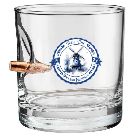 Delft Style Tulip Festival Time in Holland, Mi. Bullet Whiskey Glasses