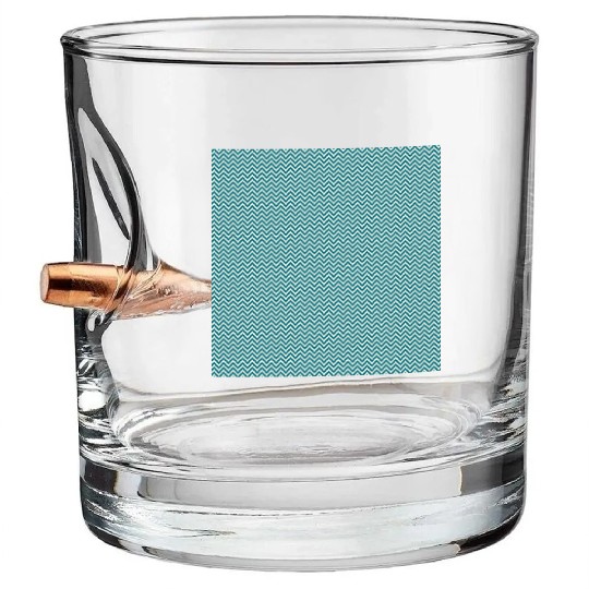 Retro Teal Chevron Pattern Bullet Whiskey Glasses