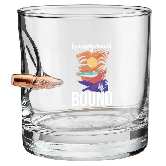 Bride Groom Vacation Newlywed Couple Honeymoon Bullet Whiskey Glasses