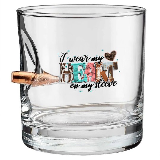 I Wear My Heart On My Sleeve Bullet Whiskey Glasses