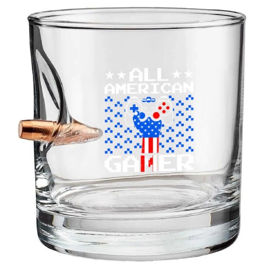 All American Gamer Independence Day Party USA Bullet Whiskey Glasses