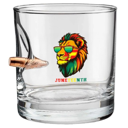 Lion Juneteenth African American Black History Bullet Whiskey Glasses