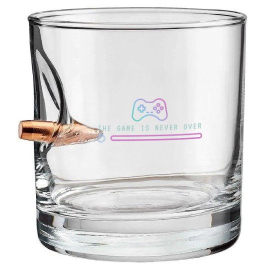 The Game Is Never Over Funny Video Game Fans Bullet Whiskey Glasses