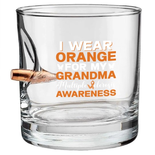 I Wear Orange For My Grandma Multiples Sclerosis Bullet Whiskey Glasses