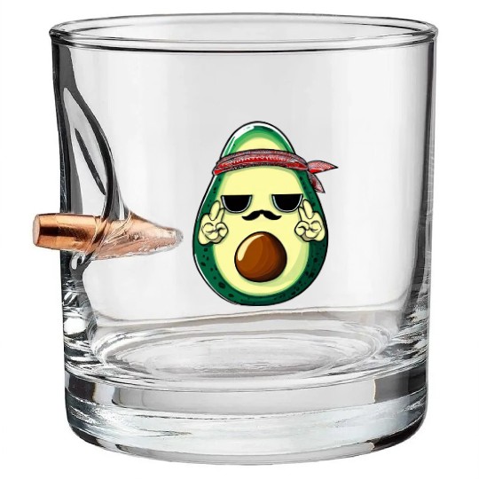Hippie Avocado with Beard Bullet Whiskey Glasses