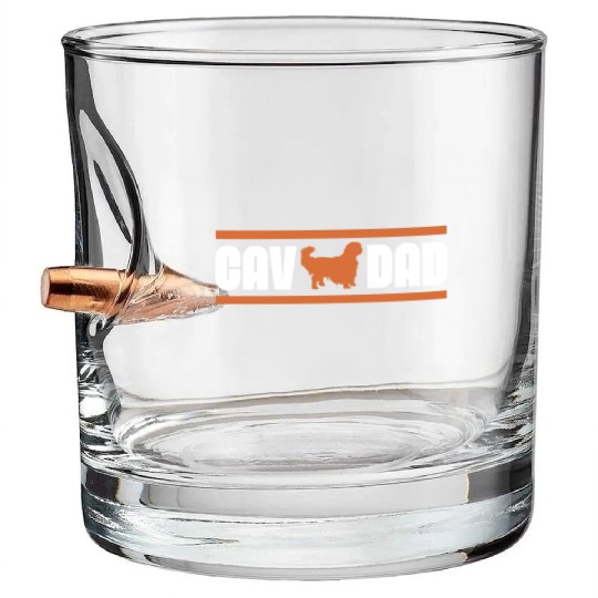 Cav Dad, Cavalier King Charles Spaniel Dad Bullet Whiskey Glasses