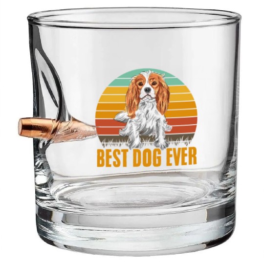 Best Dog Ever Cavalier King Charles Spaniel Retro Bullet Whiskey Glasses