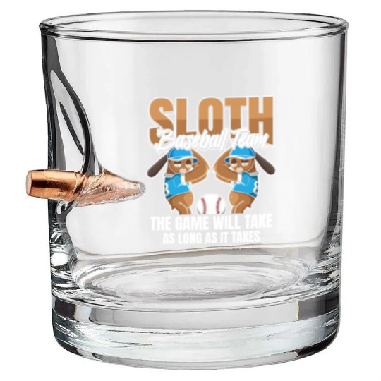 Sloth Team Sloth Baseball Bullet Whiskey Glasses