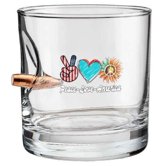 Peace Love America US Flag Fourth Womens JULY 4TH Bullet Whiskey Glasses