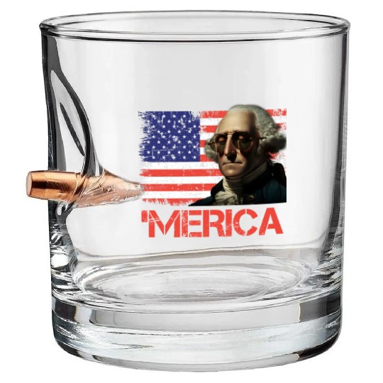 Merica George Washington Independence Day USA Bullet Whiskey Glasses