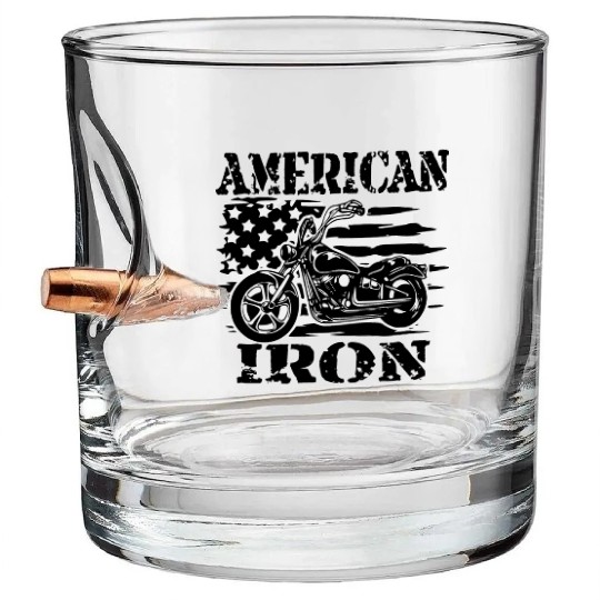 American Iron Motorcycle ©WhiteTigerLLC.Com Bullet Whiskey Glasses