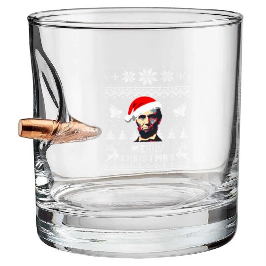 Abraham Lincoln Merry Christmas Bullet Whiskey Glasses
