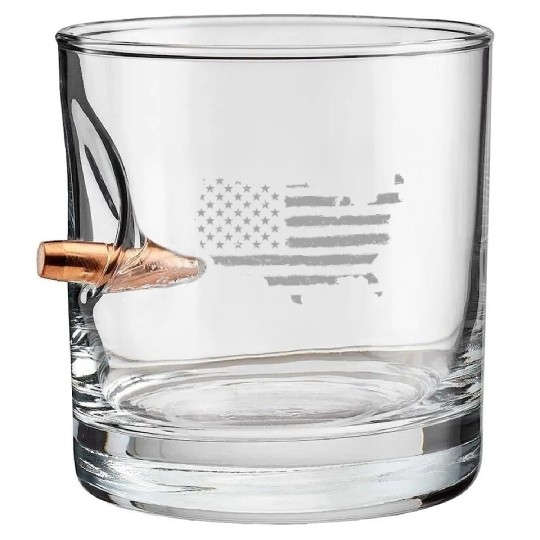 HAND PAINTED US FLAG Bullet Whiskey Glasses