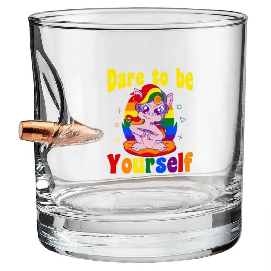 Dare to be Gaymer Lesbian Girl Gamer gift Bullet Whiskey Glasses