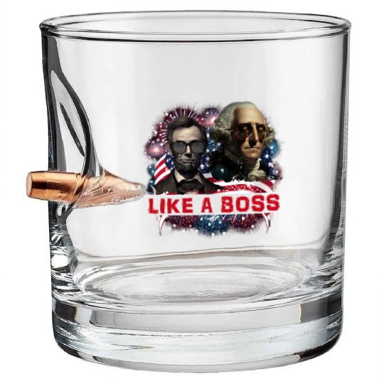 Lincoln & Washington Like a Boss Independence Day Bullet Whiskey Glasses