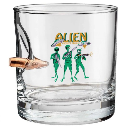 Protect Area 51 Aliens Bullet Whiskey Glasses