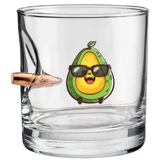 Cool Nerd Avocado with Glasses - Funny Design Bullet Whiskey Glasses