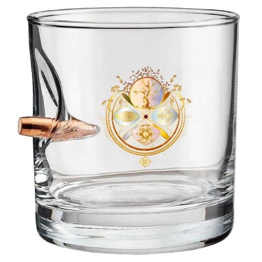magic amulet, golden tree of life symbol Bullet Whiskey Glasses