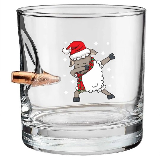 Dabbing Farmer Rancher Sheep Shepherd Santa Claus Bullet Whiskey Glasses